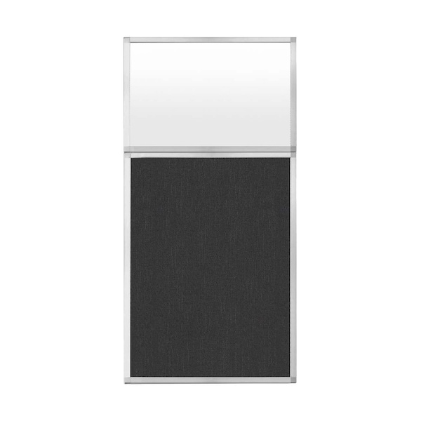 Hush Panel Configurable Cubicle Partition 3' x 6' W/ Window Black Fabric Frosted Window